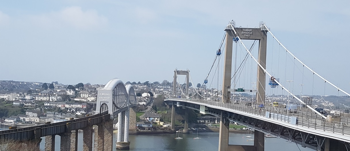 View of the two bridges and Saltash.